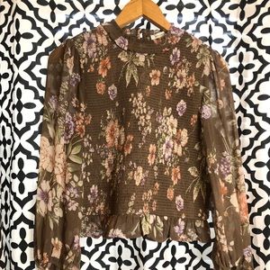 American Eagle Mock Neck Floral Top M